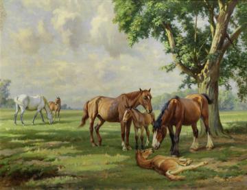 Horses At Huthwaite Artwork by Wright Barker
