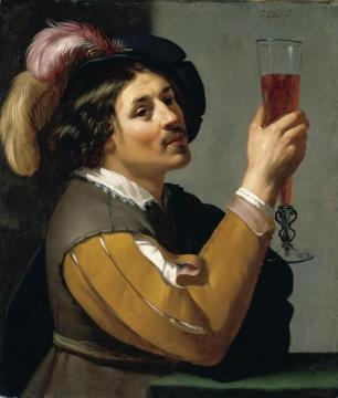 Young Man Drinking A Glass Of Wine (1625) Artwork by Jan van Bijlert
