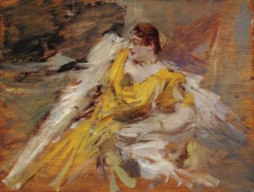Signora In Abito Giallo Artwork by Giovanni Boldini