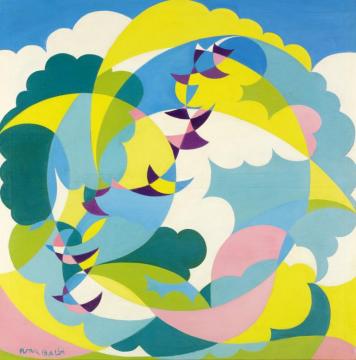 Landscape,swallows In Flight Artwork by Giacomo Balla
