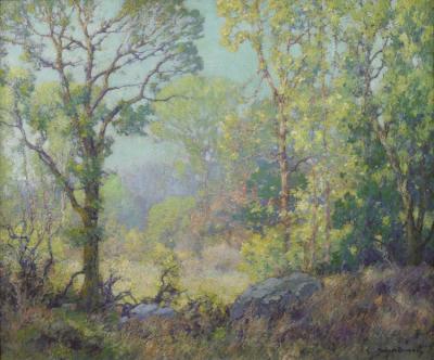 A Color Filled Glow Through The Trees Artwork by Maurice Braun