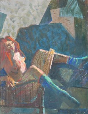 Nude With Blue Stockings Artwork by Stan Smith