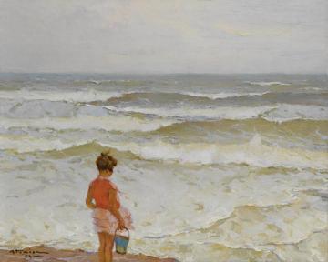 Girl By The Seashore Artwork by Charles Atamian