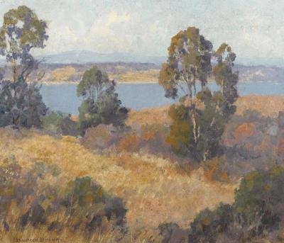 Trees And Autumn Grasses With A Lake Beyond Artwork by Maurice Braun