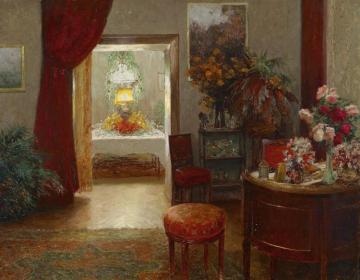 Interior With Decorated Table Artwork by Olga Wisinger-Florian