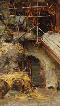 Studie Zu Einem Stallinterieur Artwork by Olga Wisinger-Florian