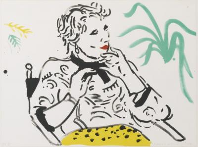 Celia With Green Plant Artwork by David Hockney