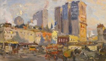 West Street Near The Courtland Ferries Artwork by Colin Campbell Cooper
