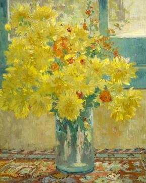 Yellow Chrysanthemums Artwork by Colin Campbell Cooper