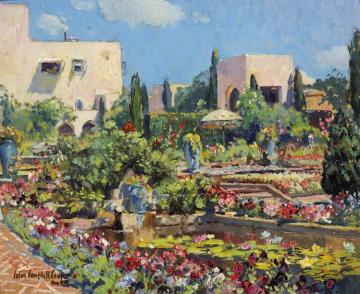 The Terrace,samarkand Hotel,santa Barbara,1928 Artwork by Colin Campbell Cooper
