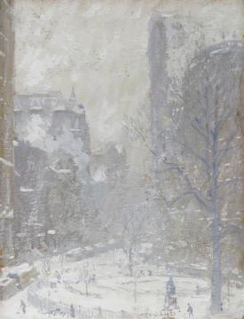 Bowling Green, A Blizzard Artwork by Colin Campbell Cooper