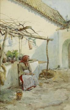 Lady Seated Near A Well,1890 Artwork by Colin Campbell Cooper