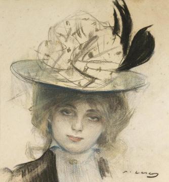 Portrait Of A Young Woman Artwork by Ramon Casas i Carbó