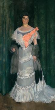 Montserrat Casas De Nieto, In Evening Dress Artwork by Ramon Casas i Carbó
