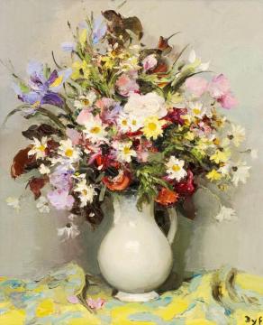 Bouquet Avec Iris Bleu Artwork by Marcel Dyf