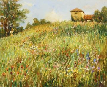 Cueillette Des Fleurs En Provence Artwork by Marcel Dyf