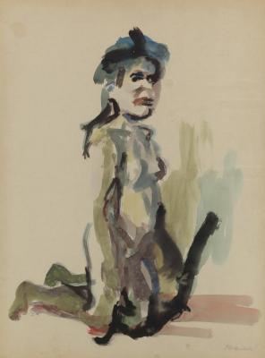 Kneeling Woman Artwork by Oskar Kokoschka