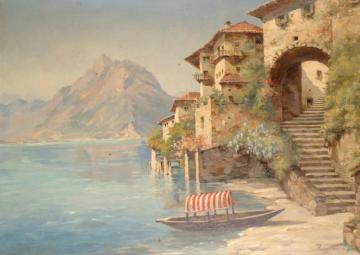 Villa On The Banks Of A Mountain Lake Artwork by Heinz Pinggera