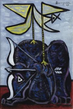 Bull With Bow And Arrow Artwork by Oscar Dominguez