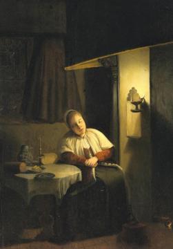 Seated Lady In An Interior By Candlelight Artwork by Judith Leyster
