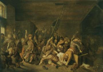 A Tavern Interior With Figures Brawling Artwork by Jan Miense Molenaer
