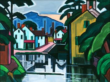 Old Canal Port Artwork by Oscar Bluemner