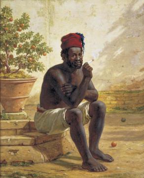 A Seated Nubian Smoking A Cigarette Artwork by Martinus Rorbye