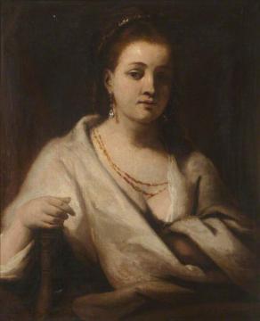 Hendrickje Stoffels In A White Cloak (copy After Rembrandt) Artwork by James Barry