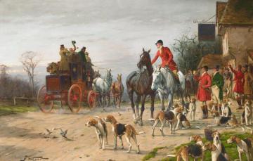 The Hunt Pausing For Refreshment Outside The 'fox And Hounds' Artwork by George Wright