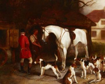A Huntsman With His Grey Hunter And Hounds Artwork by George Wright