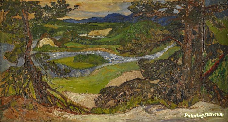 Sommarafton Vid Faxalven Artwork by Helmer Osslund