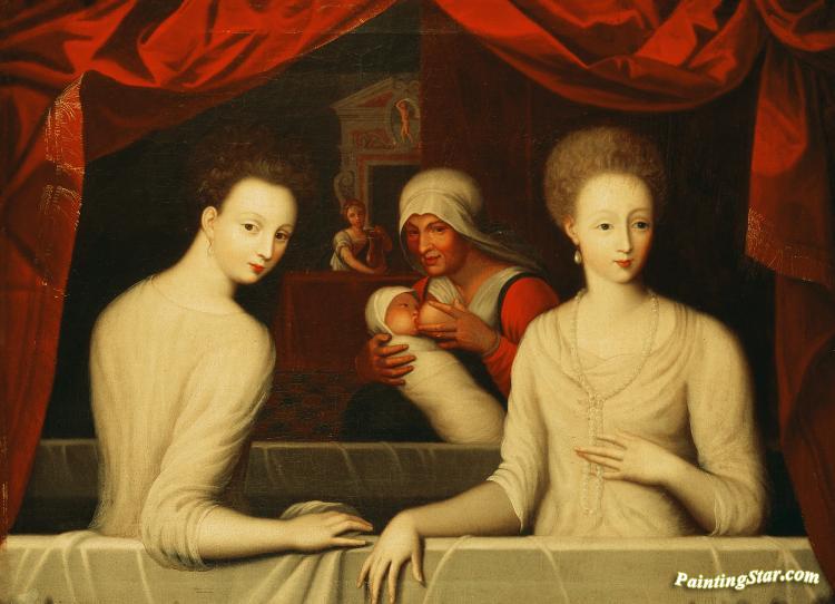 Gabrielle D'estrees(1573-99) And Her Sister,the Duchess Of Villars Artwork by Fontainebleau School