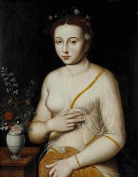 A Partially-clad Woman Artwork by Fontainebleau School