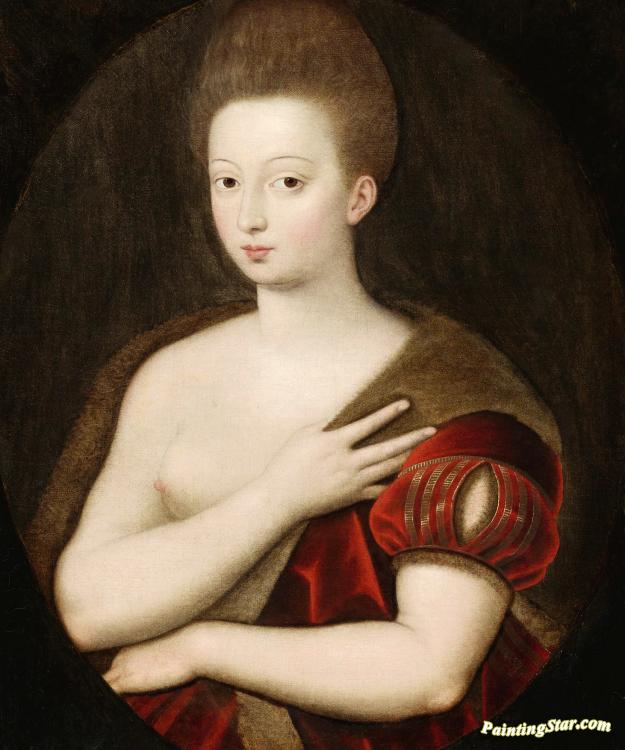 Portrait Of Gabrielle D'estrÉe Artwork by Fontainebleau School