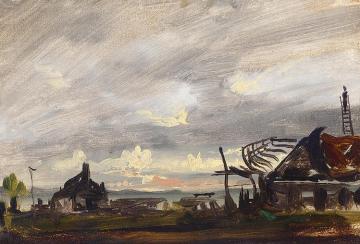 Boat Building Artwork by Francis Danby