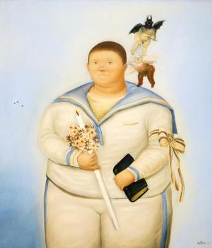 Autorretrato,el Dia De Mi Primera Comunion Artwork by Fernando Botero