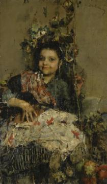 Una Ragazza Artwork by Antonio Mancini