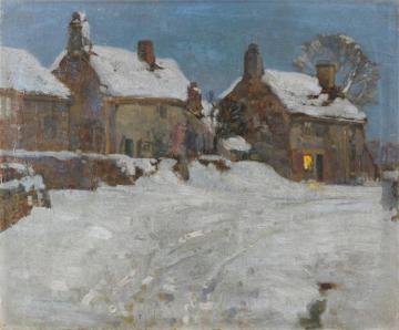Village Scene In Winter Artwork by Stanley Royle
