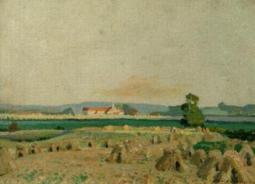 A Landscape With Cornstooks Artwork by Stanley Royle