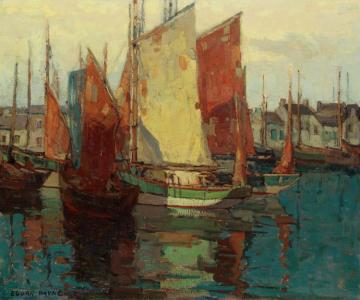 Fishing Boats In The Harbor Artwork by Edgar Alwyn Payne