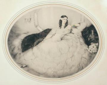 The Black Fan Artwork by Louis Icart