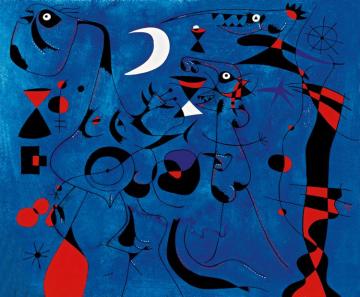 Figures At Night Guided By The Phosphorescent Tracks Of Snails Artwork by Joan Miró