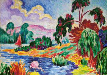 Le Flamant Rose Et Le Voilier Artwork by Jean Metzinger