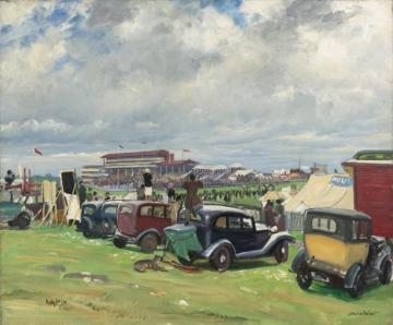 A Dull Day At Epsom Artwork by Dame Laura Knight