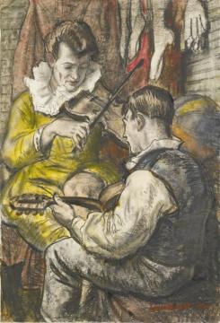 Two Clowns Artwork by Dame Laura Knight