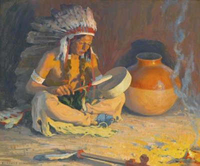 The Chief's Song Artwork by E. Irving Couse
