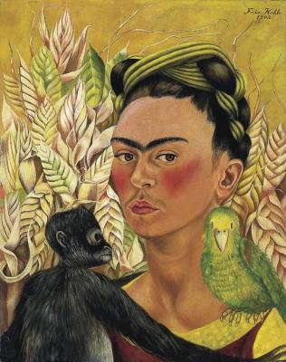 Self-portrait With Monkey And Parrot (autorretrato Con Chango Y Loro), 1942 Artwork by Frida Kahlo