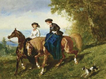 Amazone En Noir Et Jeune Amazone En Blanc Artwork by Alfred de Dreux