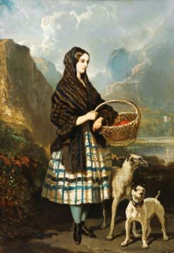 Young Woman With A Dog Artwork by Alfred de Dreux