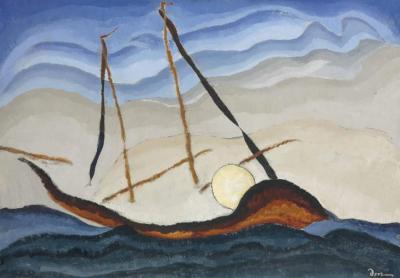 Boat Going Through Inlet Artwork by Arthur Dove